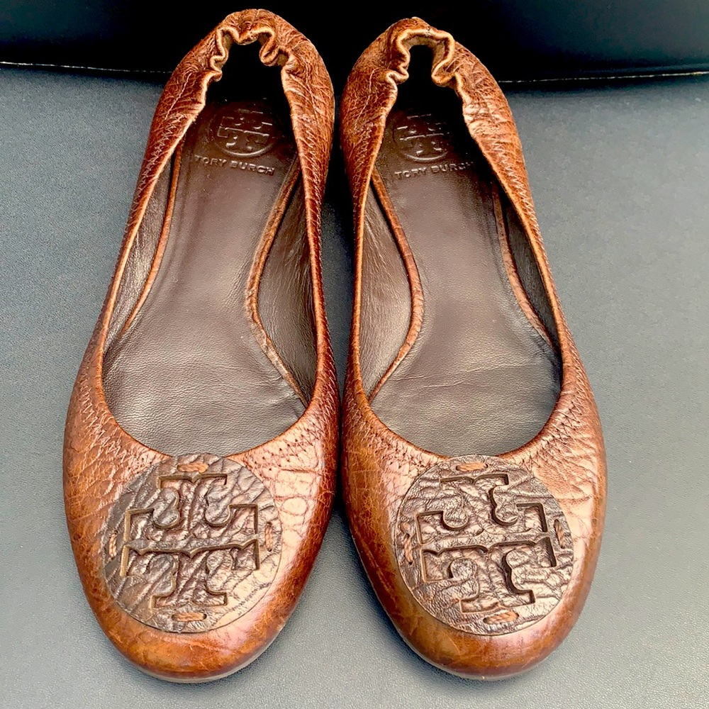 Tory Burch crocodile print leather flats